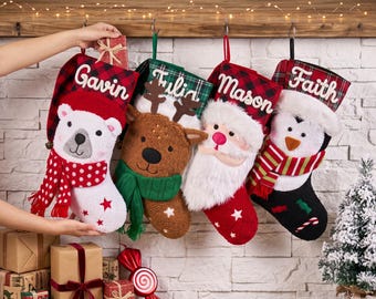 2026 Personalized Christmas Xmas Embroidered Family Name Stockings, Family Christmas Stockings, Holiday Stockings Gifts