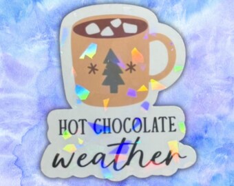 Pegatina de chocolate caliente con el clima, pegatina navideña acogedora para portátil, botella de agua y diario.