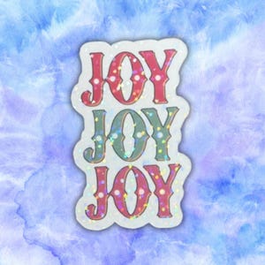 Joy Joy Joy Christmas Sticker for Laptop, Water Bottle, Journal, Stocking Stuffer