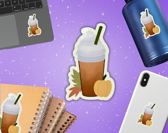 Adesivo Pumpkin Spice Latte, adesivo per caffè autunnale, adesivo autunnale, regalo PSL, decorazione autunnale accogliente, tazza di caffè