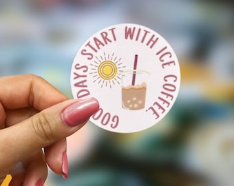 Iced Coffee Sticker, Cold Brew Sticker, Coffee Lover Gift, Barista Gift, Coffee Decal, Caffeine Sticker