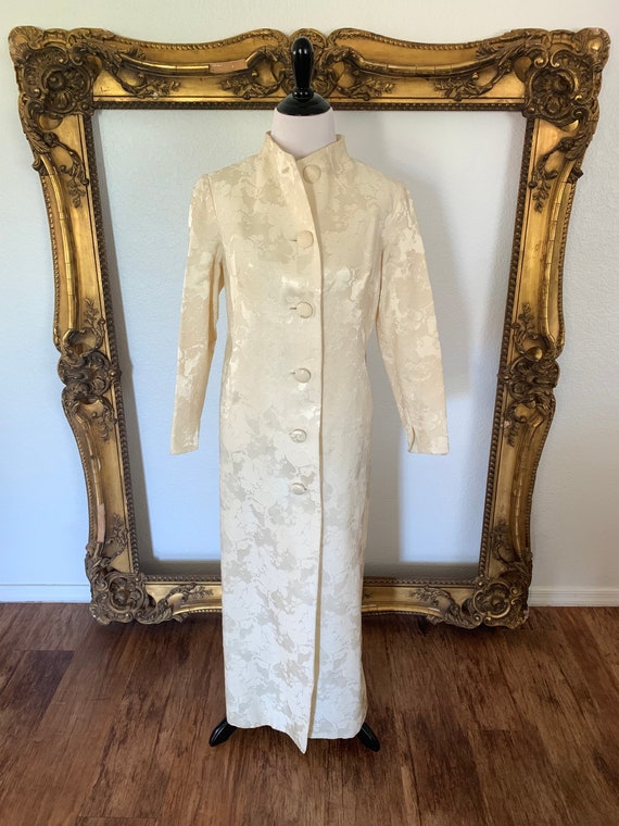 Cream Jacquard Evening Coat