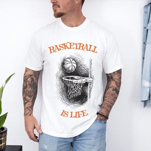 Orange Grunge Basketball Graphic T-Shirt - Comfort Colors - Basketball Fan