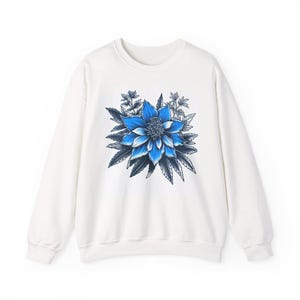 Botanical Blue Sweatshirt - Cozy Floral Unisex Crewneck, Casual Wear, Gift for Her, Plant Lover Apparel, Spring Fashion