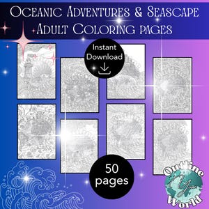 Oceanic Adventures & Seascapes Adult coloring pages, relaxing, therapeutic, ocean themed, adult coloring