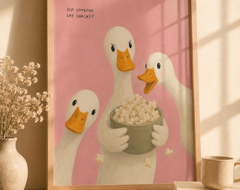 16 Funny Duck Wall Art Prints, Quirky Goose Posters, Retro Digital Decor
