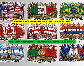 48 World Cup 2026 PNG Bundle, Football Country Designs, Digital Download, 300 DPI Transparent PNG