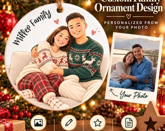 Custom Family Photo Ornament Design, Personalized Christmas Keepsake (Digital Download), 300 DPI