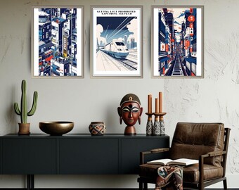 Coastal Boat Art Print Set of 3: Japandi Zen Decor (Digital Download)
