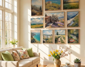 Vintage Spring – French Country Landscape – Oil Painting Nature Scene – Printable Holiday Decor – Digital Download