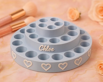 Personalized 3-Tier Lip Gloss Holder | Custom Name Beauty Organizer | 3D Printed Makeup Carousel