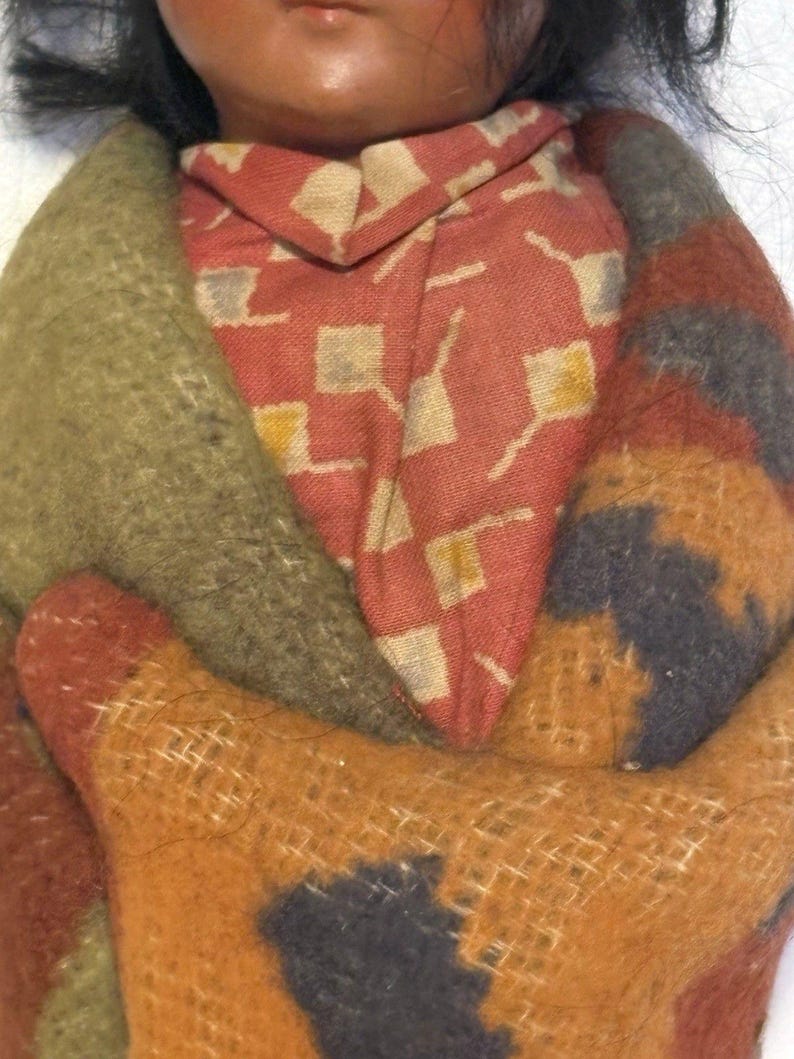 Antique Vintage Skookum Bully Good Indian Doll 10.5 Signed Janice Green image 3