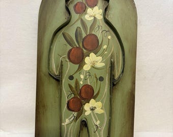Vintage Mary Walborn 1974 Hand Painted Folk Art Toleware Gingerbread Man 16”