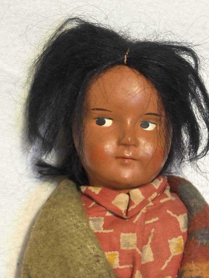 Antique Vintage Skookum Bully Good Indian Doll 10.5 Signed Janice Green image 11
