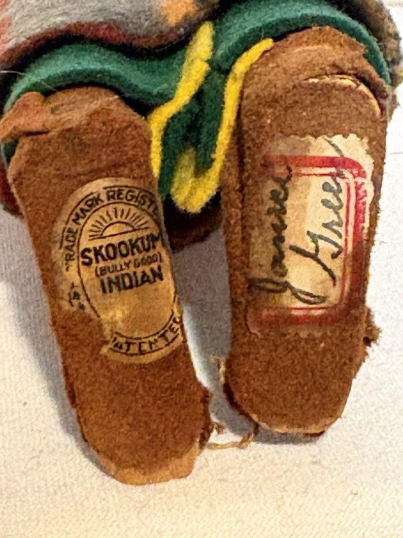 Antique Vintage Skookum Bully Good Indian Doll 10.5 Signed Janice Green image 14