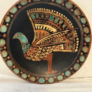 Mitten av århundradet Eugene Edith Fidler Roussillon Fransk Studio Art Keramik Fågel Tallrik