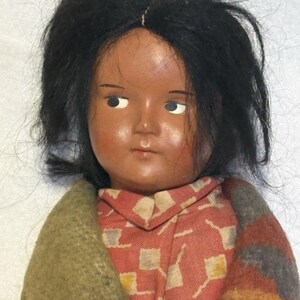 Antique Vintage Skookum Bully Good Indian Doll 10.5 Signed Janice Green image 2