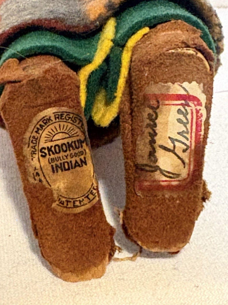 Antique Vintage Skookum Bully Good Indian Doll 10.5 Signed Janice Green image 13