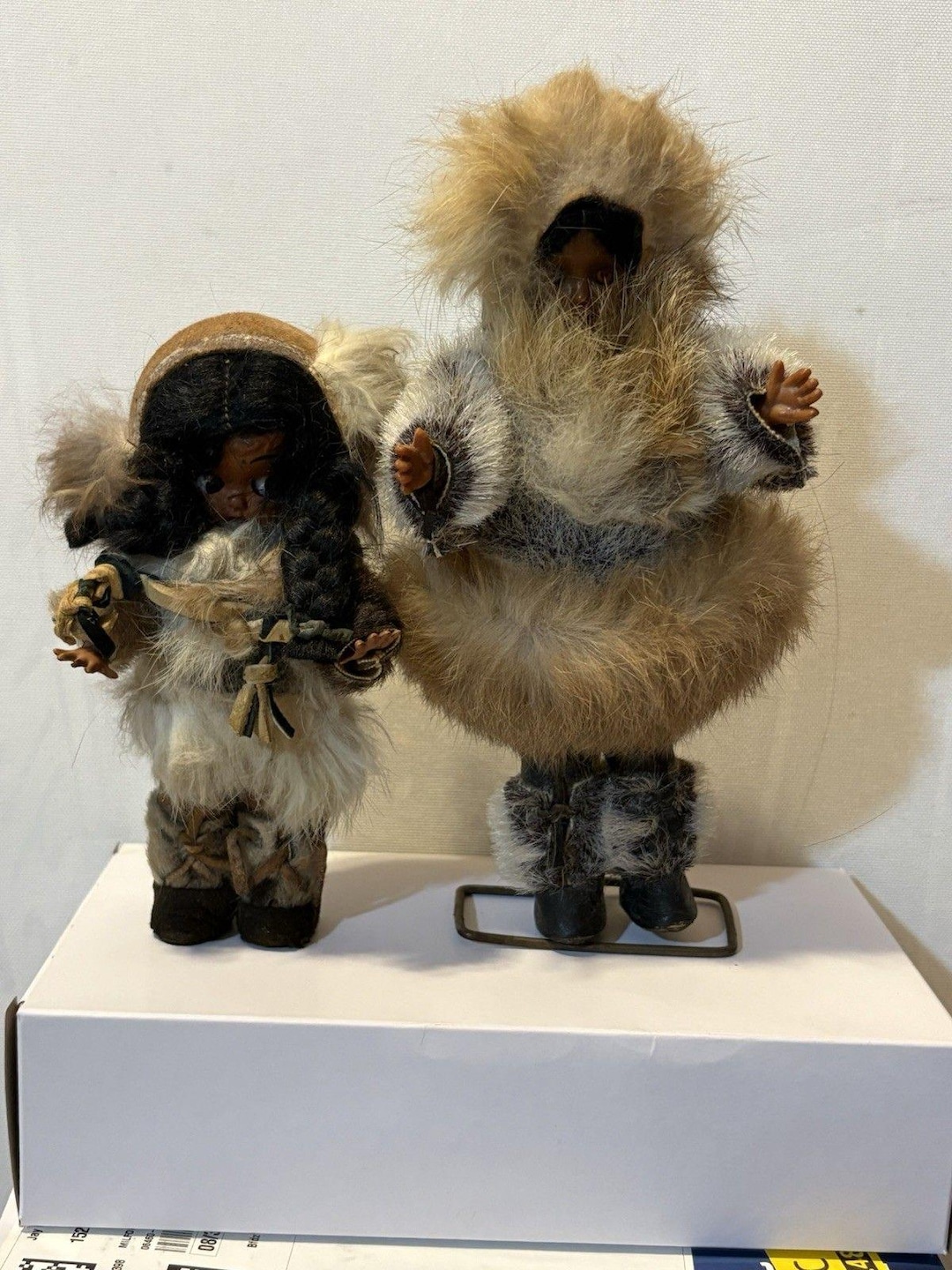 2 Vintage Inuit Dolls Made With Real Fur and Leather Rare Mother ...