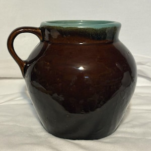 Country Fare Einhand-Braun / Türkis-Bohnentopf, Red Wing Keramik Schwer !!