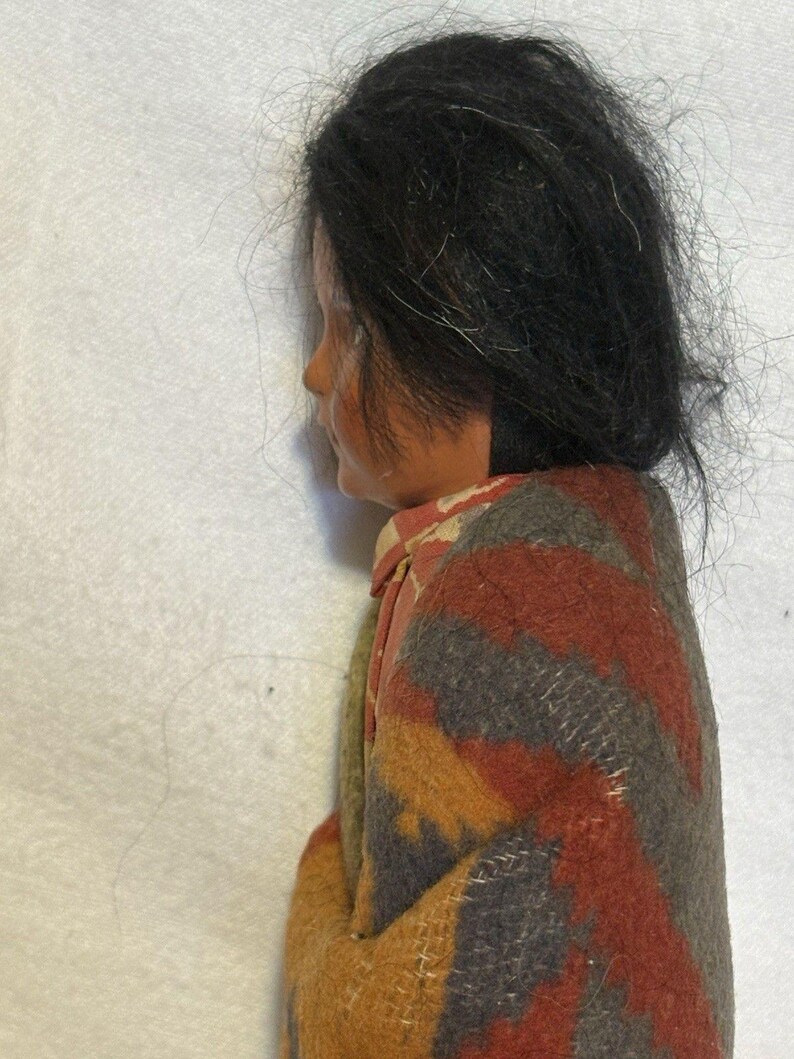 Antique Vintage Skookum Bully Good Indian Doll 10.5 Signed Janice Green image 10