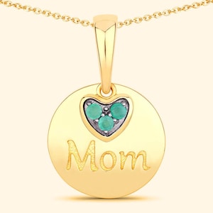 Natural Emerald Pendant, Heart Shape Pendant, 925 Silver Jewelry, Round Emerald Pendant, Birthday Gift, Gift For Mom, Gift For Mother