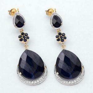 Natural Blue Sapphire Earrings, 925 Silver Jewelry, Birthday Anniversary Gift, Graduation Gift, Gift For Love, Drop & Dangle Earrings