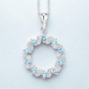 Natural Swiss Blue Topaz Pendant, 925 Silver Jewelry, Round Topaz Pendant, Birthday Gift, Anniversary Gift, Aquamarine Jewelry