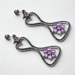 Natural Amethyst Earrings, 925 Silver Jewelry, Birthday Gift, Anniversary Gift, Amethyst Jewelry, Gift For Love, Drop & Dangle Earrings