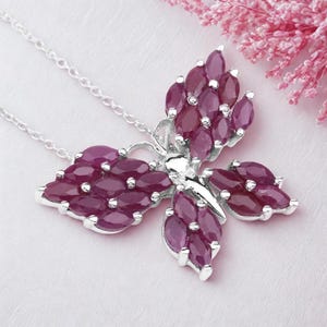 Natürlicher Rubin Anhänger, Schmetterling Form Anhänger, 925 Silber Schmuck, Tier Rubin Anhänger, Geburtstagsgeschenk, Jubiläumsgeschenk, Rubin Schmuck