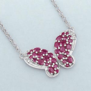 Natürlicher Rubin Anhänger, Schmetterling Form Anhänger, 925 Silber Schmuck, Tier Rubin Anhänger, Geburtstagsgeschenk, Jubiläumsgeschenk, Rubin Schmuck