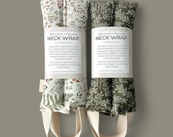 Flax Seed Weighted Neck Wrap: Microwaveable Hot Cold Therapy Pack for Relaxation