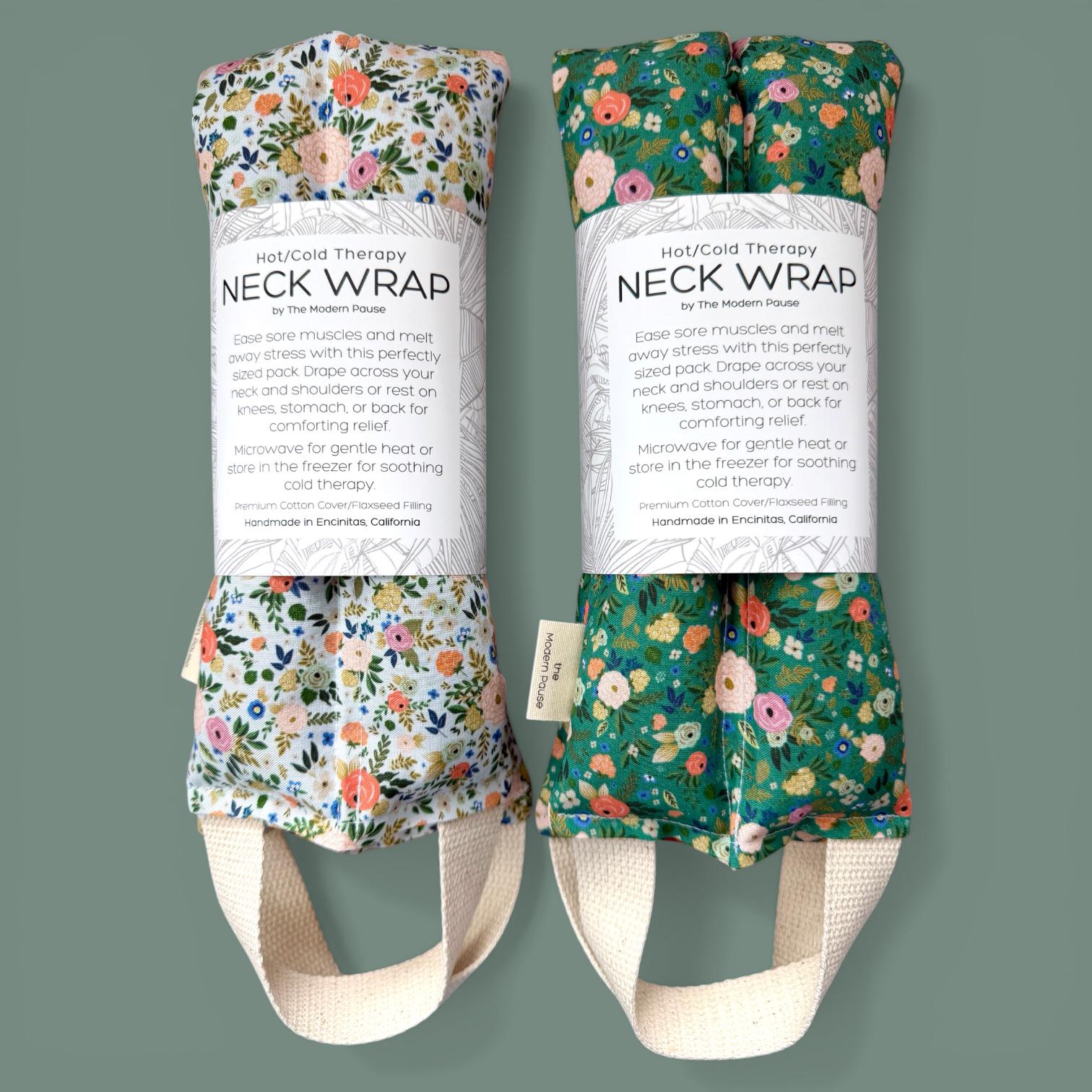 Microwavable Flax Seed Neck Wrap: Hot Cold Therapy Pack for Muscle Aches and Relaxation Cottage Florals