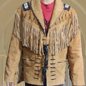 Handmade Suede Fringe Western Shirt: Cowboy Beaded Leather Jacket