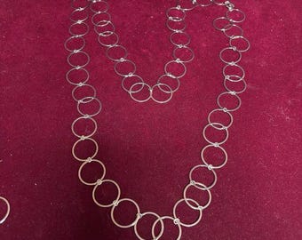 Collier vintage Milor China en acier inoxydable long de 50 po.