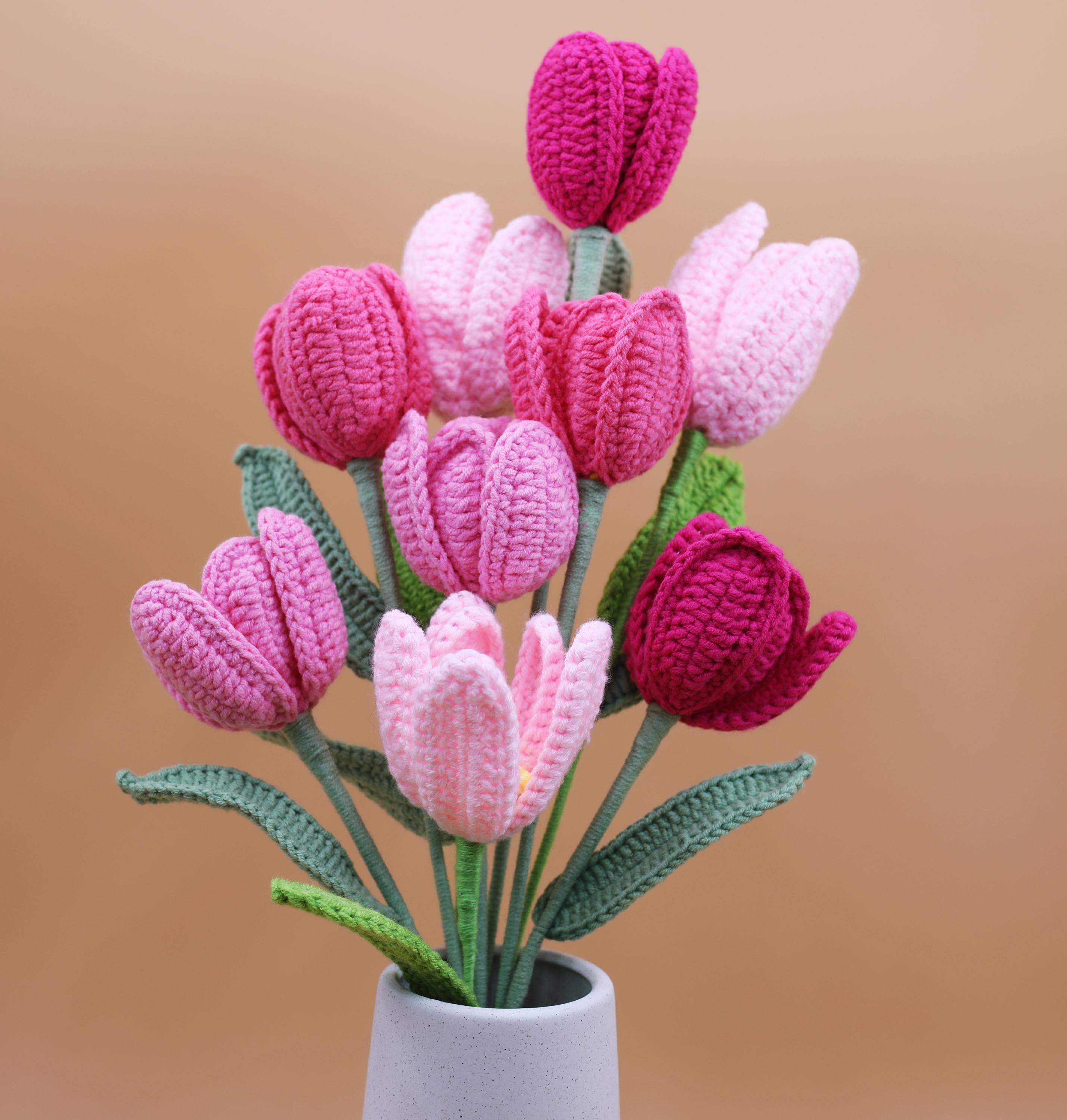 Crochet Pink Tulip Bouquet