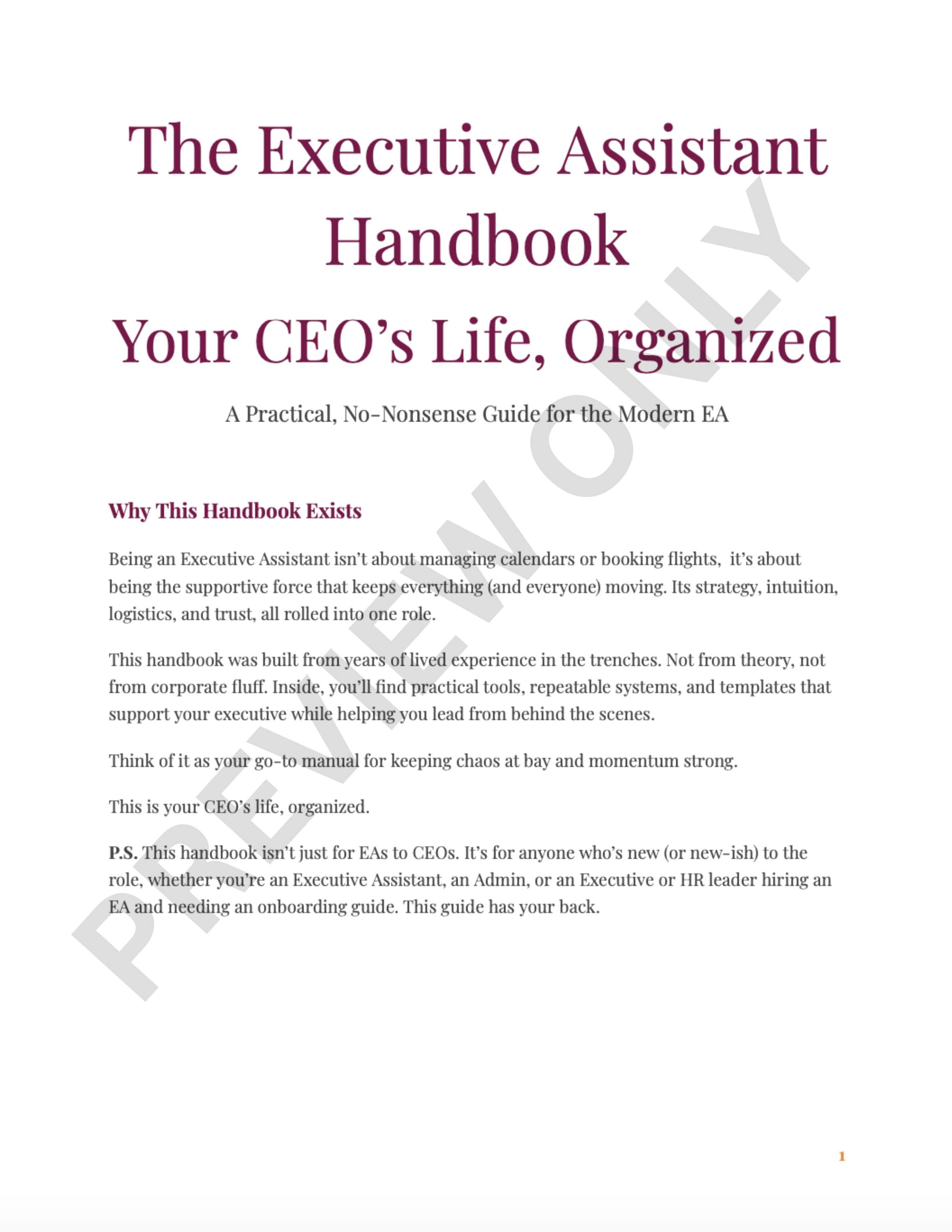 The Executive Assistant Handbook: Your Ceo’s Life, Organized - Etsy