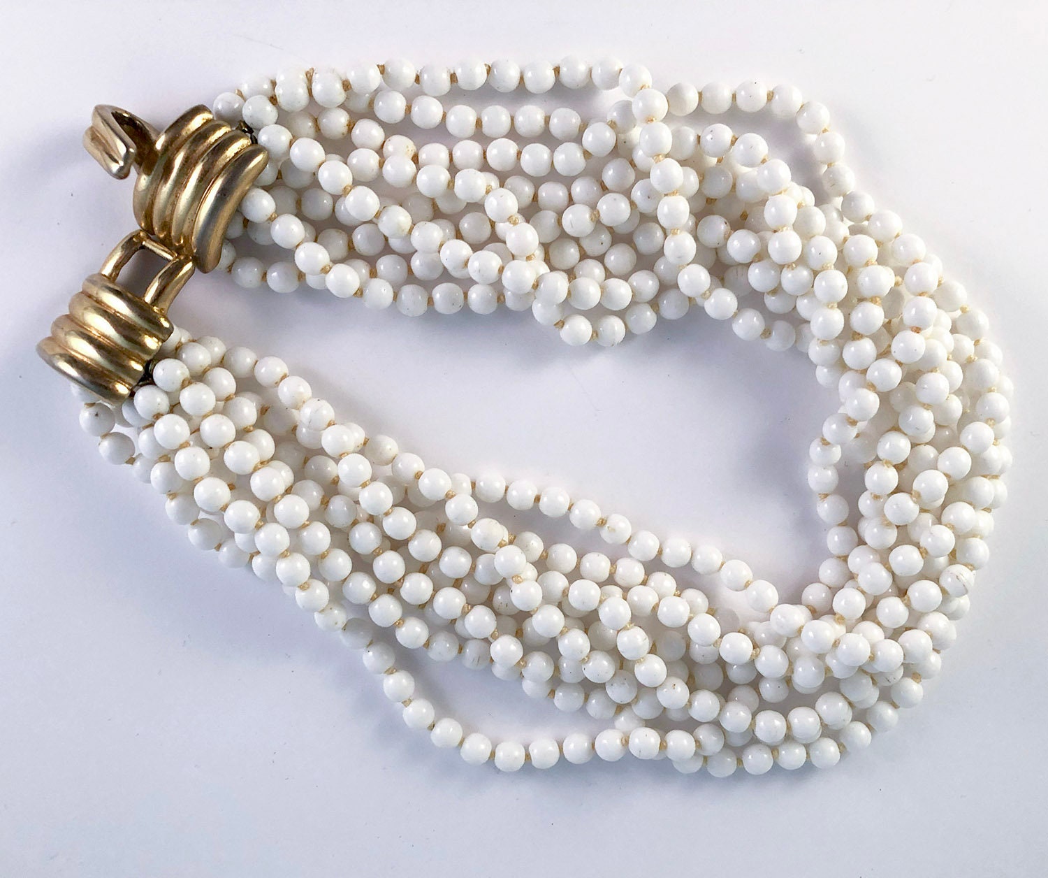 White Beaded Necklace by Designer Donald Stannard Etsy New Zealand