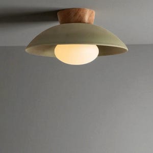Mid-Century Modern Wood Ceiling Light - Colorful Shade, 35.5cm