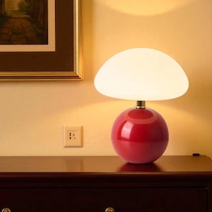 Lampada a fungo in resina: decorazione retrò in stile cottagecore, stile cartapesta