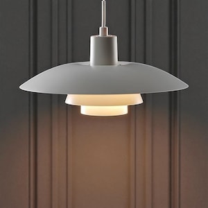 Scandinavian Pendant Light with Tiered Shade | Modern Nordic Ceiling Lamp for Kitchen Island, Dining Room, Bedroom & Entryway Decor