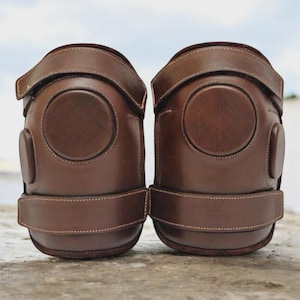 Handmade Leather Polo Knee Guards | Adjustable Dual-Strap Sports Protection Gear