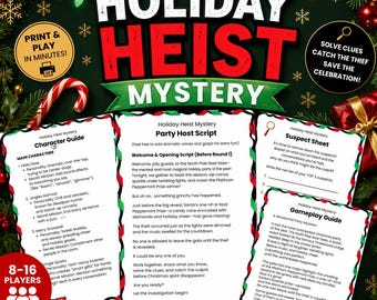 Christmas Whodunnit Game: Holiday Heist Mystery Party (Printable PDF Download) | 6-16 Players | Ages 12+