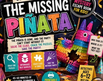 Birthday Escape Room Mystery | Kids Piñata Puzzle Hunt (Instant Download)