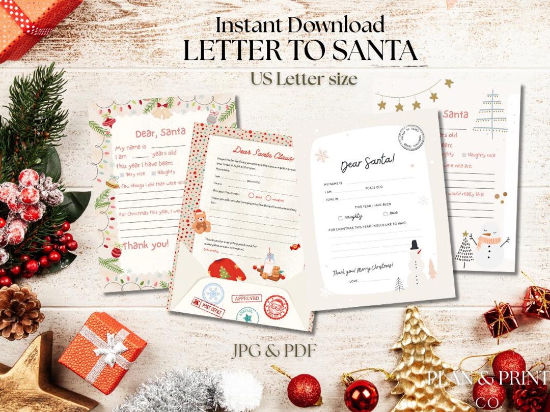 Letter to Santa Printable – Kids Christmas Wish List (PDF & JPG) - Etsy ...