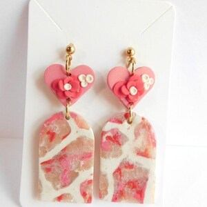 Pink Confetti Resin Earrings - Sparkly Handmade Dangles - Romantic Clay Earrings