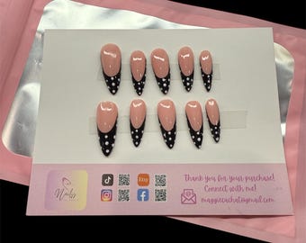 Handpainted French Tip Gel Press on Nails/Press Ons/Premium Gel Nails/Artificial nails