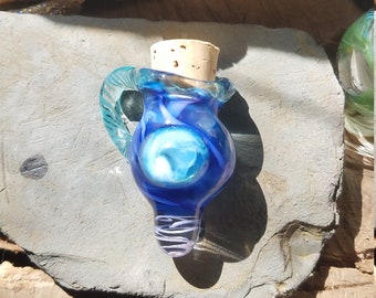 Blue and Teal Glass potion bottle necklace