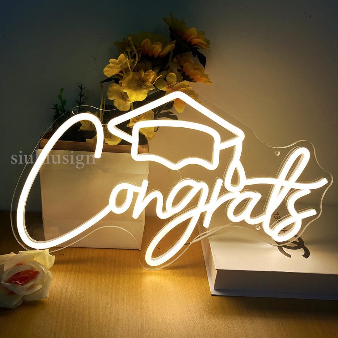 Congrats Led Sign Custom Graduation Decor, Led Neon Light Wall Decor ...