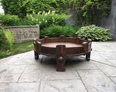 Grinder Table Chakki End Table Round Teak Moroccan India Style